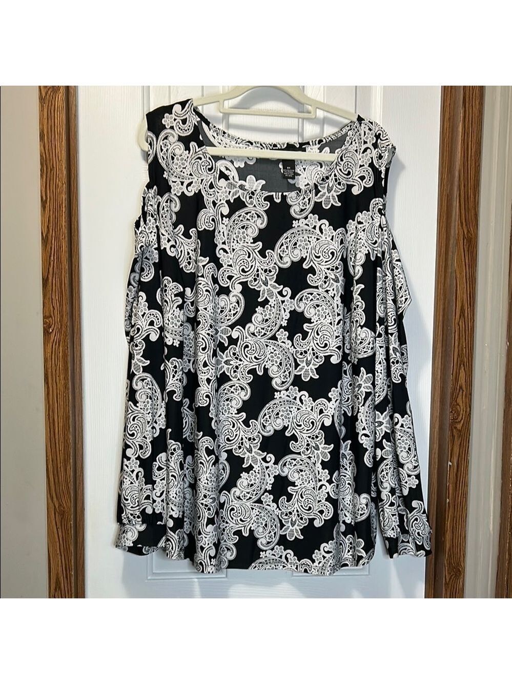 INC International Concepts Monochrome Lace Design Blouse